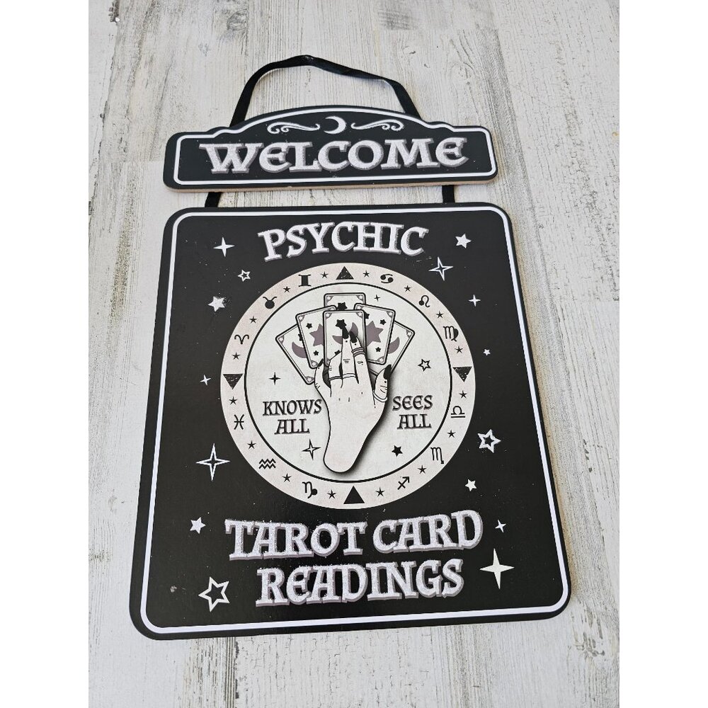 Psychic tarot card readings sign Halloween welcome‎ decor unique